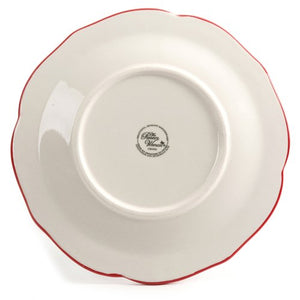 Happiness Scalloped 12-Piece Dinnerware Set, Red