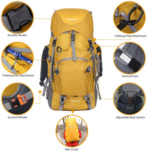 Internal Frame Hiking Backpack with Rain Cover