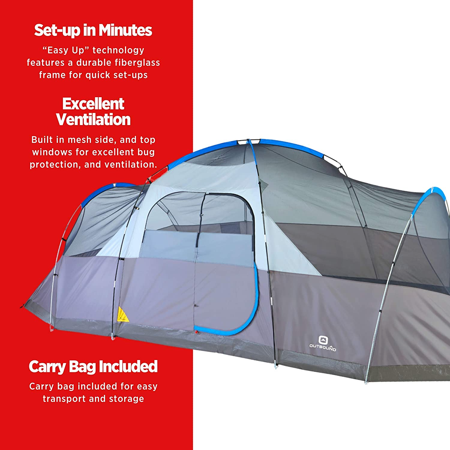 Outbound Dome Tent for Camping With Carry Bag And Rainfly