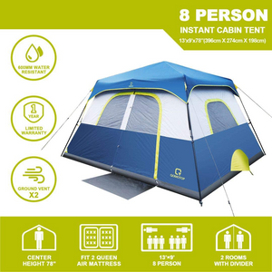 Person Instant Cabin Tent with Rainfly