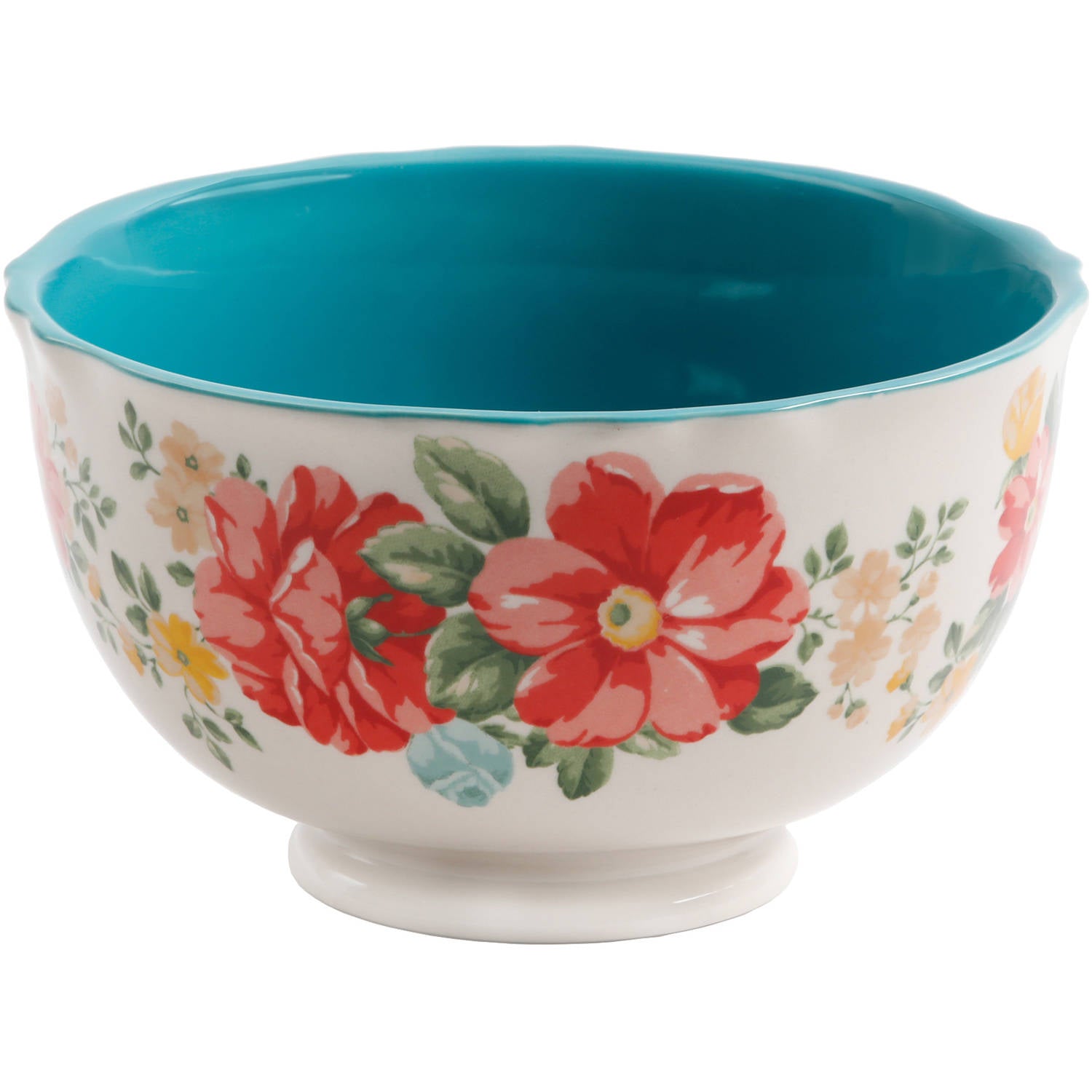 Vintage Floral 4-Piece Footed Bowl Set