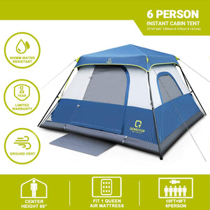 4/6/8/10 Person 60 Seconds Set Up Camping Tent, Waterproof Pop Up Tent with Top Rainfly