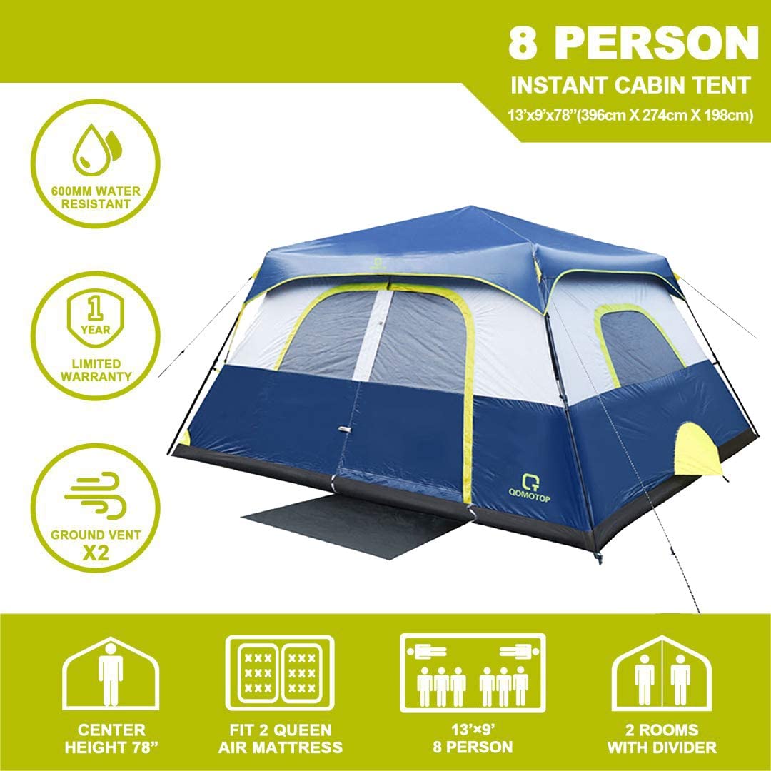 4/6/8/10 Person 60 Seconds Set Up Camping Tent, Waterproof Pop Up Tent with Top Rainfly