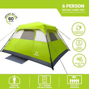 4/6/8/10 Person 60 Seconds Set Up Camping Tent, Waterproof Pop Up Tent with Top Rainfly